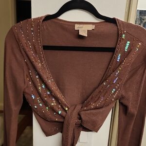 Debut Sequin Embellished Tie-Front